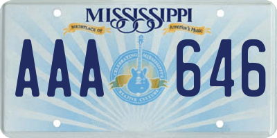 MS license plate AAA646