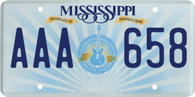 MS license plate AAA658