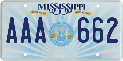 MS license plate AAA662