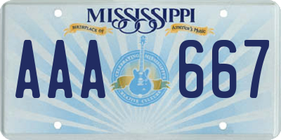 MS license plate AAA667