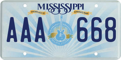MS license plate AAA668