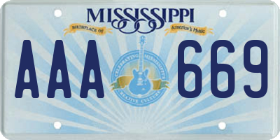 MS license plate AAA669