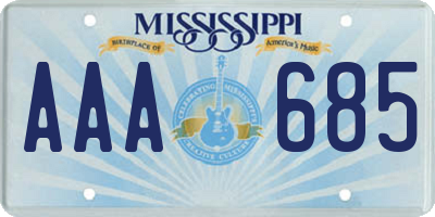 MS license plate AAA685