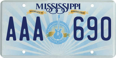 MS license plate AAA690