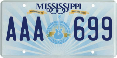 MS license plate AAA699