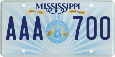 MS license plate AAA700