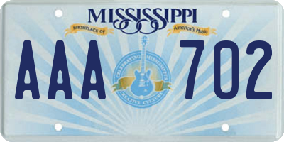 MS license plate AAA702