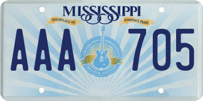 MS license plate AAA705