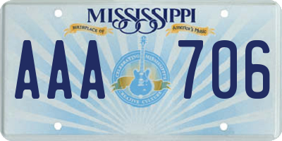 MS license plate AAA706