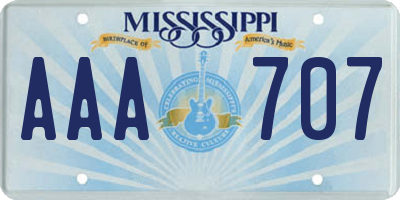 MS license plate AAA707