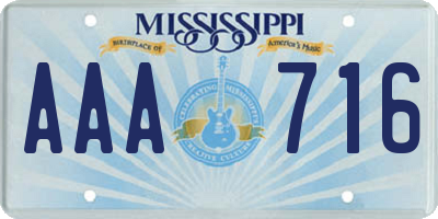 MS license plate AAA716