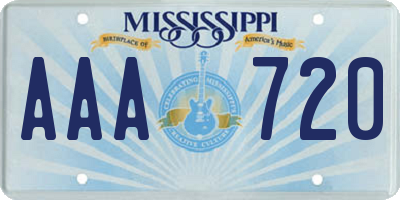 MS license plate AAA720