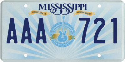 MS license plate AAA721