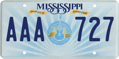 MS license plate AAA727