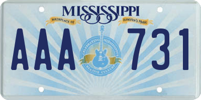 MS license plate AAA731