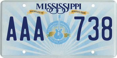 MS license plate AAA738