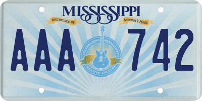 MS license plate AAA742