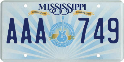 MS license plate AAA749