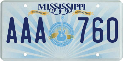 MS license plate AAA760