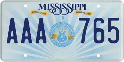 MS license plate AAA765