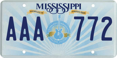 MS license plate AAA772