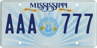 MS license plate AAA777