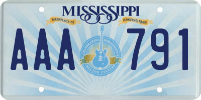 MS license plate AAA791