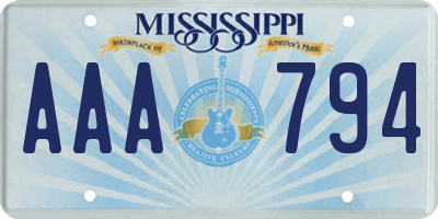 MS license plate AAA794