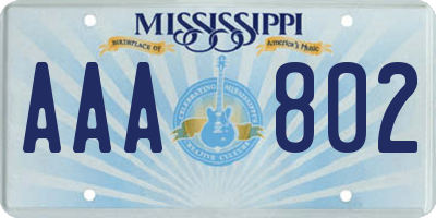 MS license plate AAA802