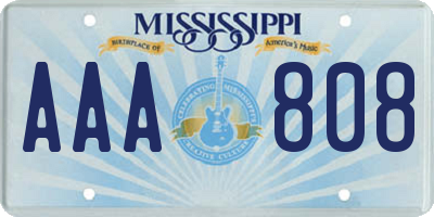 MS license plate AAA808