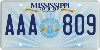 MS license plate AAA809