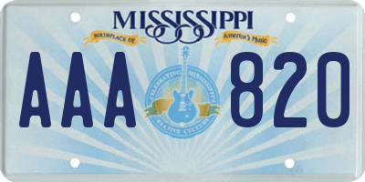 MS license plate AAA820