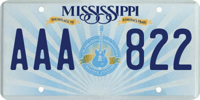 MS license plate AAA822