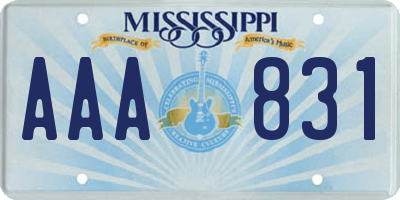 MS license plate AAA831