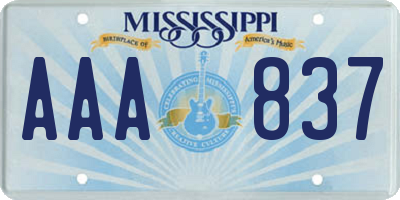 MS license plate AAA837