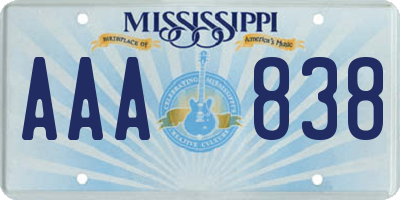 MS license plate AAA838