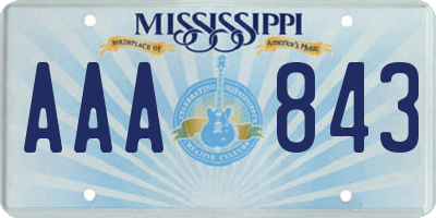 MS license plate AAA843