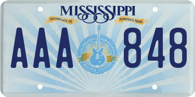 MS license plate AAA848