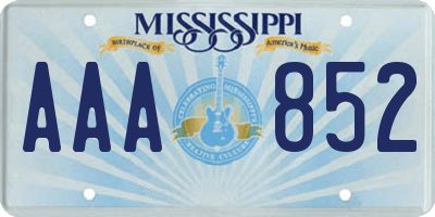 MS license plate AAA852