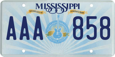 MS license plate AAA858