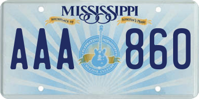 MS license plate AAA860