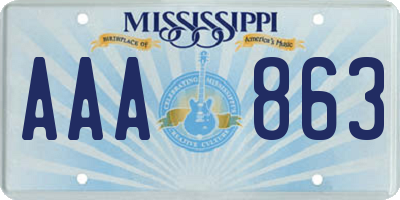 MS license plate AAA863