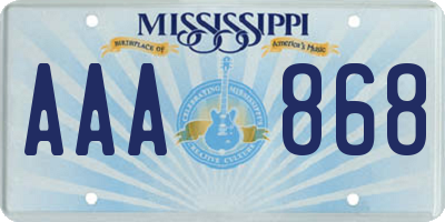 MS license plate AAA868