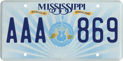 MS license plate AAA869