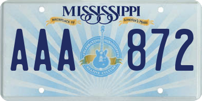 MS license plate AAA872