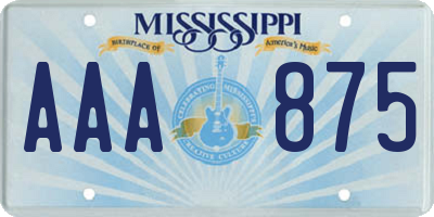 MS license plate AAA875
