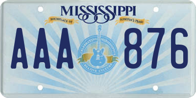 MS license plate AAA876