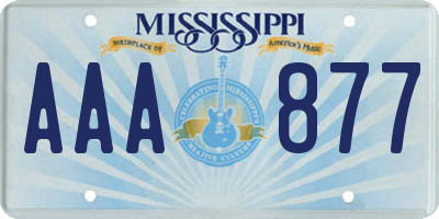 MS license plate AAA877