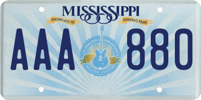 MS license plate AAA880