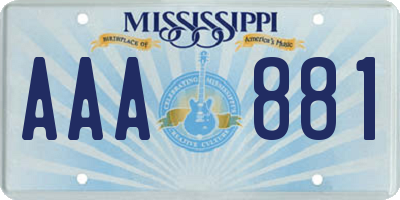 MS license plate AAA881